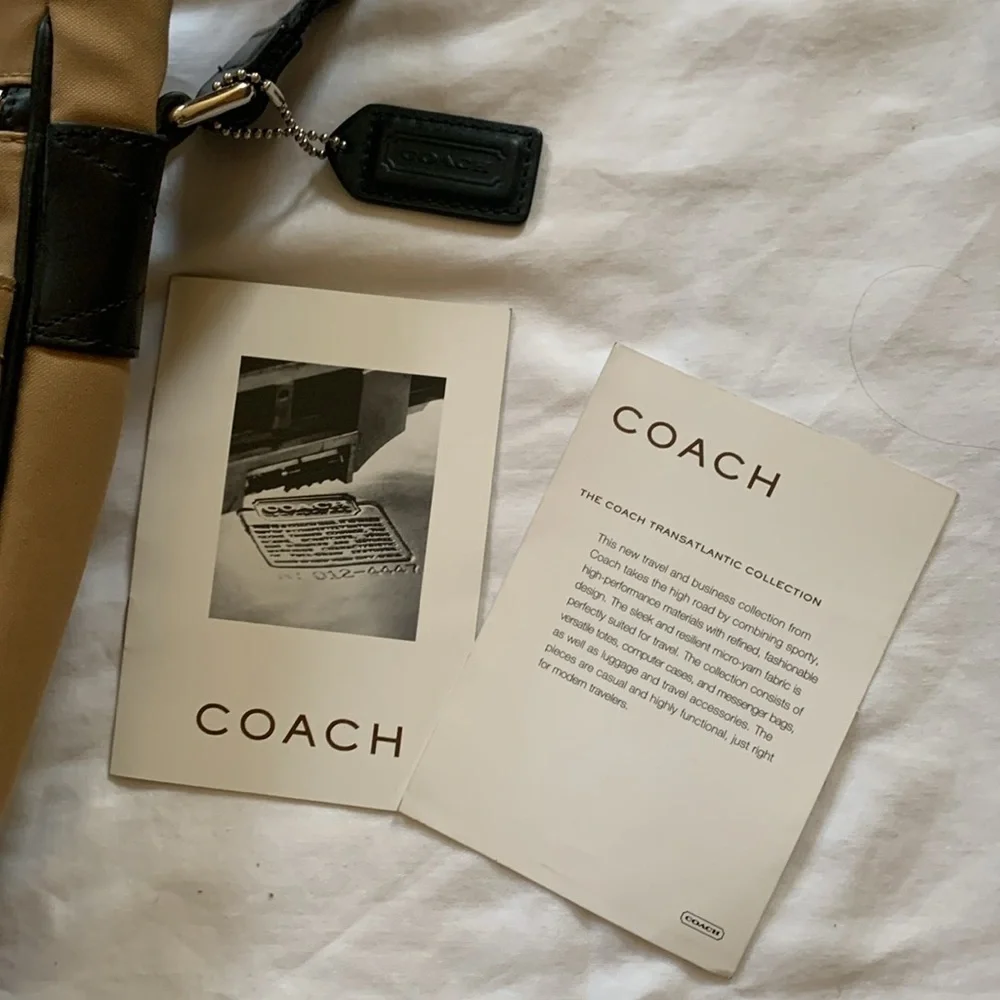 Gently Loved Tan Canvas Leather Laptop Crossbody Messenger Bag by COACH